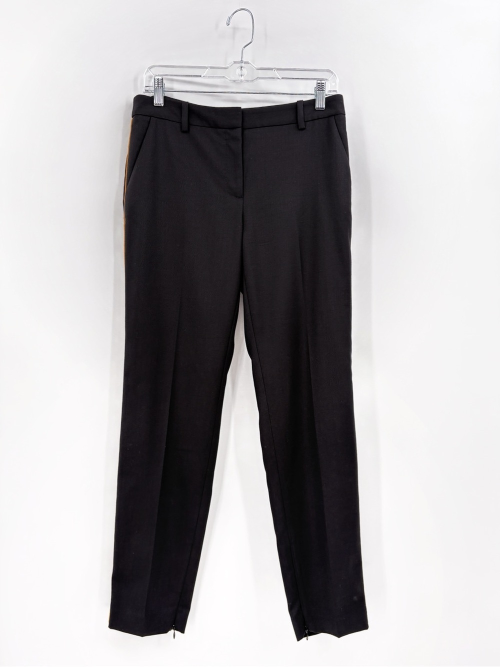 NILI LOTAN Leo Black Wool Tuxedo Trouser Pant Gold Stripe 6 - Picture 6 of 14